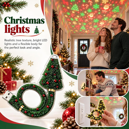 Christmas Projector Light Indoor, USB Plug and Play HD Christmas Projector