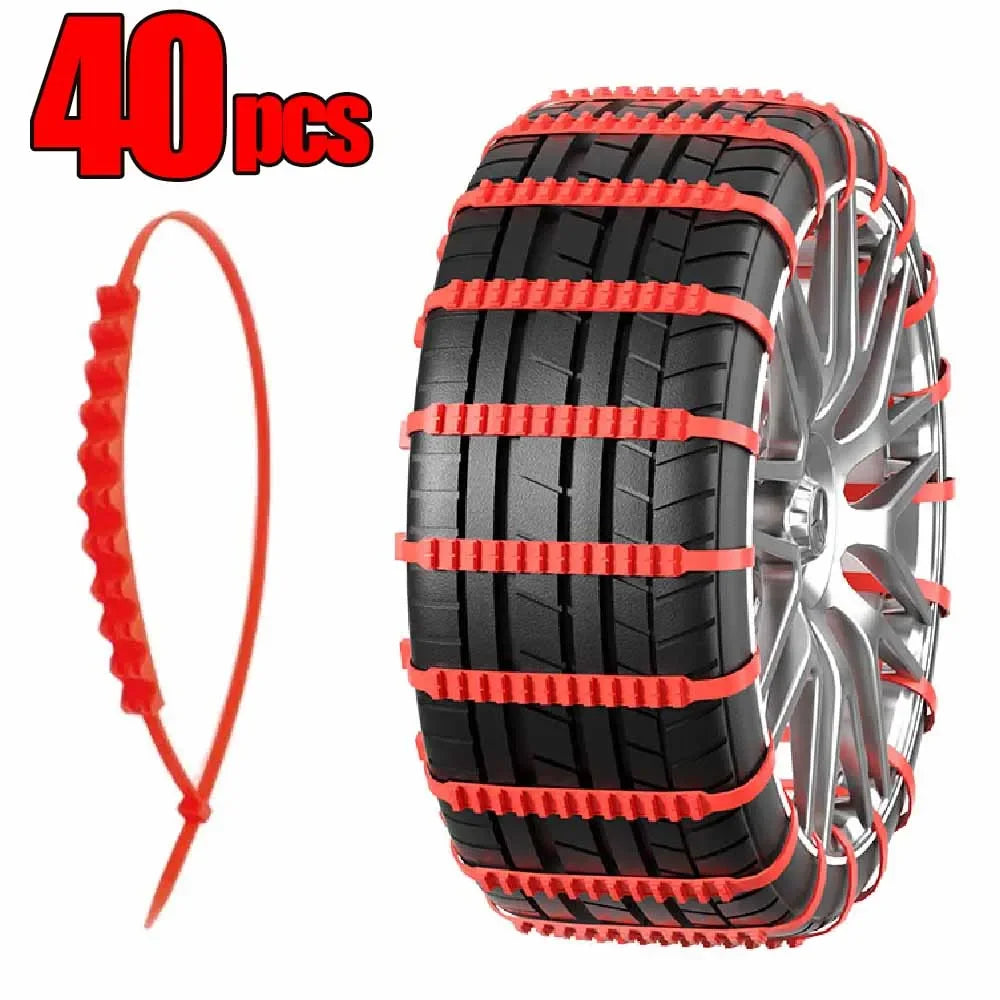20/40Pcs Universal Emergency Snow Chains for Cars, Quick Installation Anti-Skid Tire Traction for Snow & Ice, Traction Aid