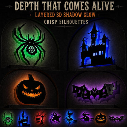 8 PCS Halloween LED Wall Lights, Light up Bat Silhouette Decorations
