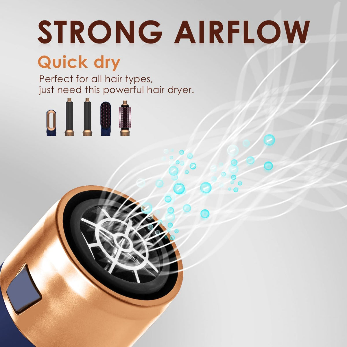 Hair Dryer Brush 5 in 1, Negative Ion Blow Dryer Brush Set -110,000 RPM High-Speed Hot Air Brush Air Styler Curling Wrap Air Curler, Curling Iron Hair Styling Tools for Straight Curl Drying Smoothing