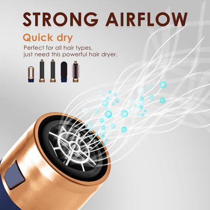 Hair Dryer Brush 5 in 1, Negative Ion Blow Dryer Brush Set -110,000 RPM High-Speed Hot Air Brush Air Styler Curling Wrap Air Curler, Curling Iron Hair Styling Tools for Straight Curl Drying Smoothing