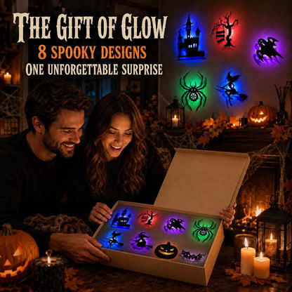 8 PCS Halloween LED Wall Lights, Light up Bat Silhouette Decorations