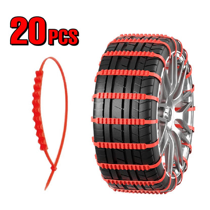 20/40Pcs Universal Emergency Snow Chains for Cars, Quick Installation Anti-Skid Tire Traction for Snow & Ice, Traction Aid