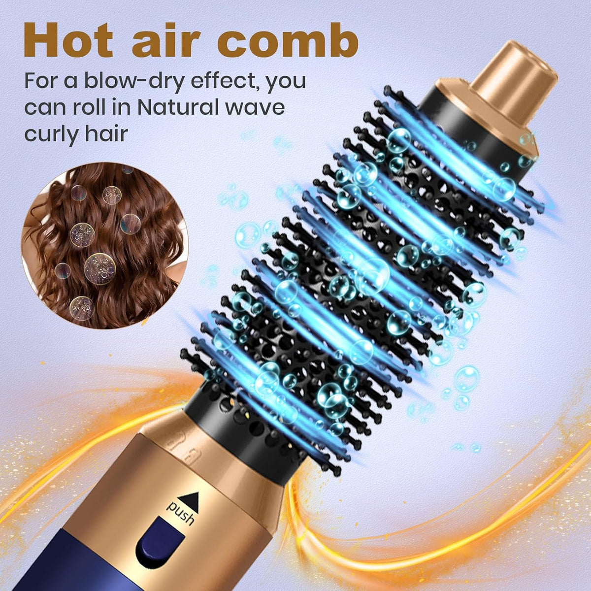 Hair Dryer Brush 5 in 1, Negative Ion Blow Dryer Brush Set -110,000 RPM High-Speed Hot Air Brush Air Styler Curling Wrap Air Curler, Curling Iron Hair Styling Tools for Straight Curl Drying Smoothing