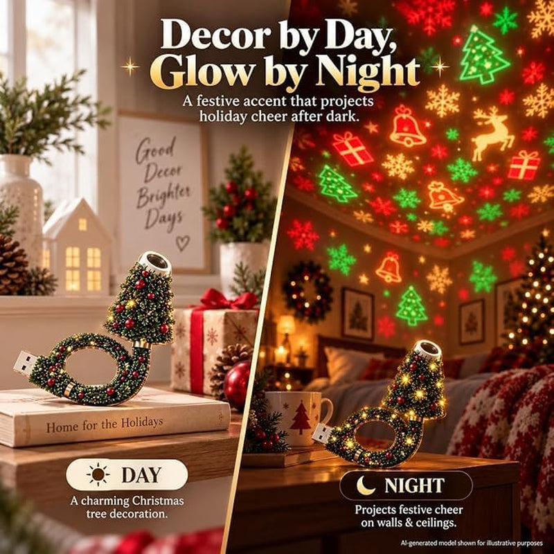 Christmas Projector Light Indoor, USB Plug and Play HD Christmas Projector
