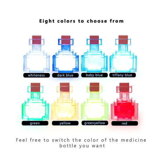 MC Game Potion Bottle Night Light 7 Colors Changing LED Tap Control Rechargeable Atmosphere Lamp for Bedroom Desk Decor Gifts