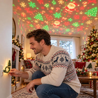 Christmas Projector Light Indoor, USB Plug and Play HD Christmas Projector